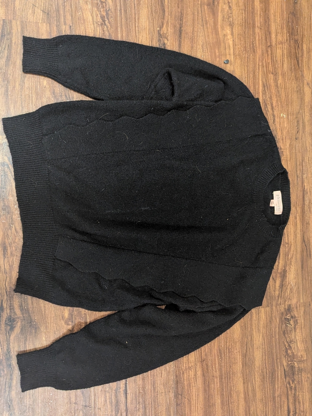 Philosophy Black Cable-Knit Crewneck Sweater